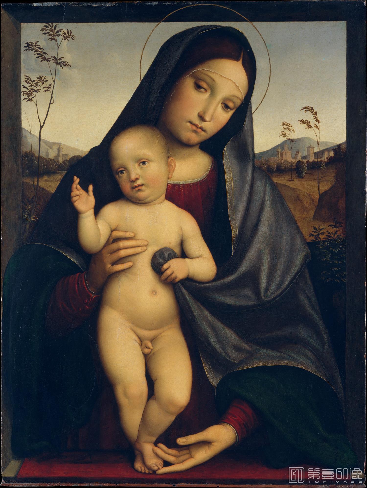油画-美国纽约大都会美术馆油画藏画-Francesco FranciaMadonna and Child-0723